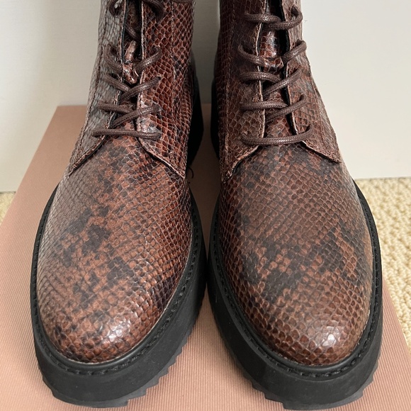 Rachel Comey Halt Snakeskin Embossed Lace-Up Combat Boots - Picture 5 of 14
